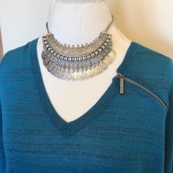 DKNY Jeans Lightweight Plus Teal Sweater- NWT - Picture 2 of 10